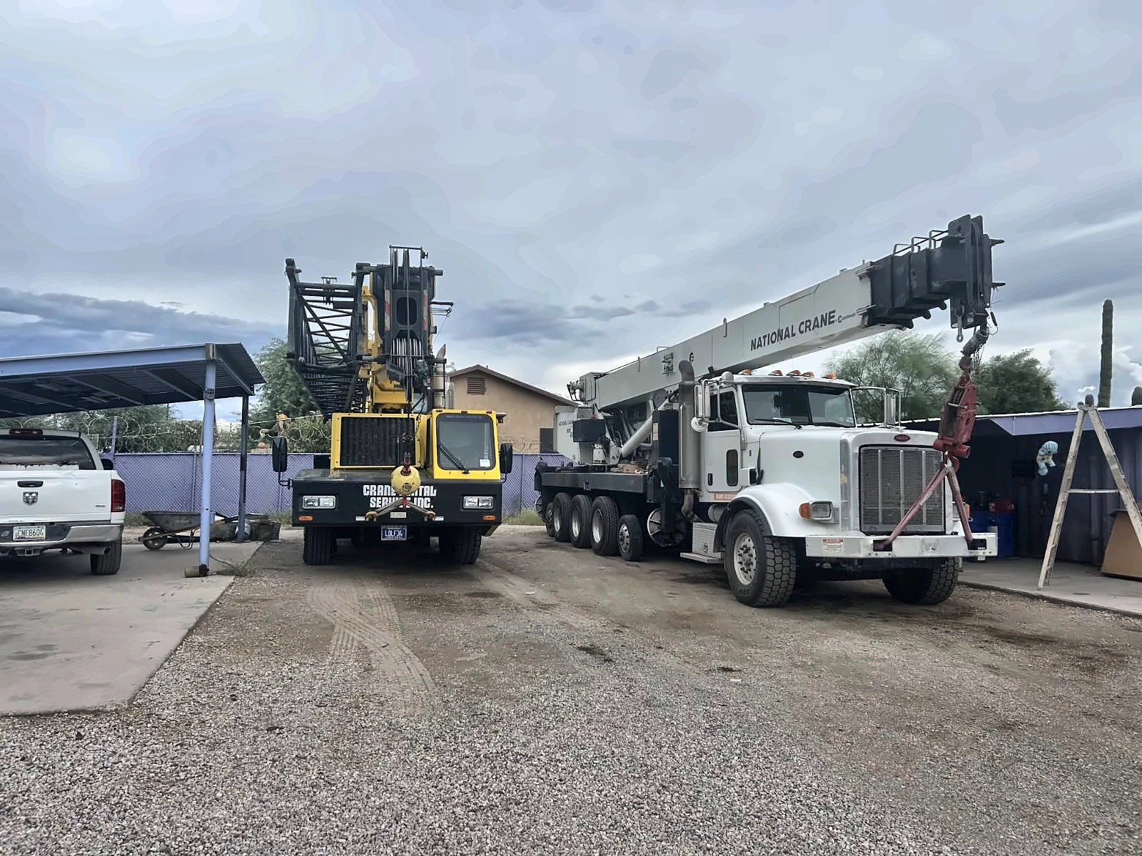 Two Easy Lift cranes in the company yard